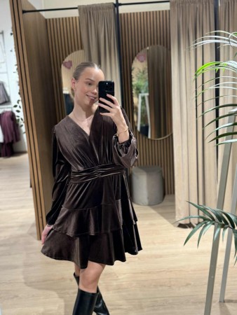 DIANE DRESS VELOUR BROWN