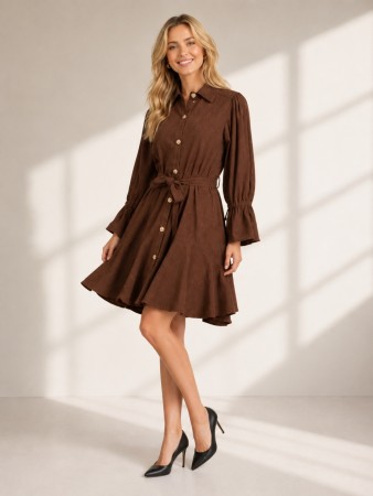 ALISI CORD DRESS CHOCOLATE 