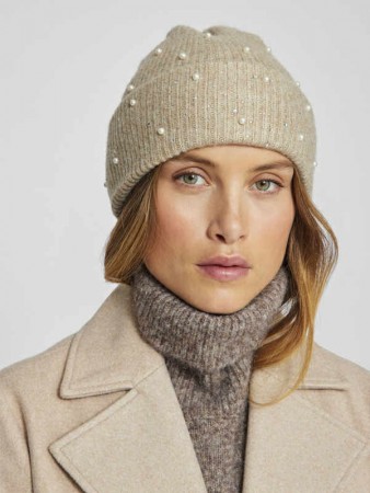 VILA BEANIE BEIGE